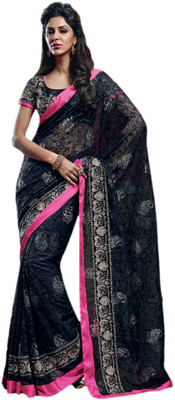 

Vishal Printed Fashion Net Saree(Black)