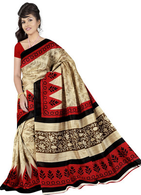 

Lovelylook Printed Daily Wear Art Silk Saree(Beige, Red)