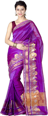 

Chandrakala Woven Banarasi Art Silk Saree(Purple)