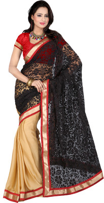 

Indrani Printed Fashion Georgette Saree(Beige, Black)