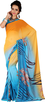 

Khoobee Self Design, Printed Fashion Georgette Saree(Blue, Yellow, Multicolor), Blue;multicolor;yellow