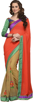 

Vishal Solid Fashion Georgette Saree(Maroon), Cream;maroon