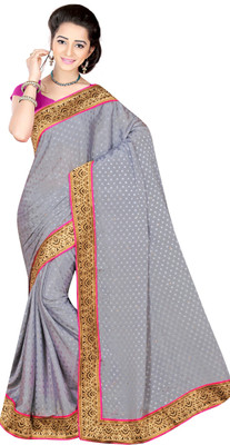 

Khushali Self Design, Embellished Fashion Jacquard Saree(Grey)