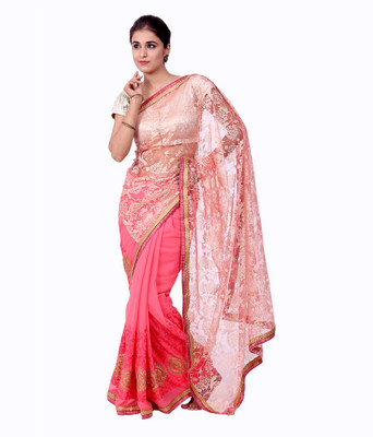 

Ellegent Embroidered Fashion Georgette Saree(Pink)