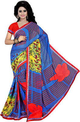 

Indian Wear Online Printed Fashion Chiffon Saree(Blue)