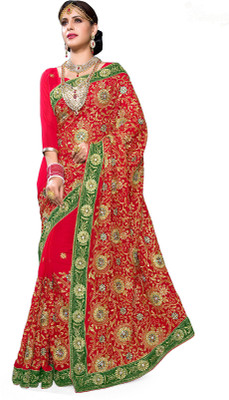 

Sourbh Sarees Embroidered Fashion Georgette Saree(Red)