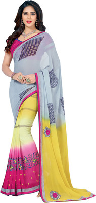 

Saara Embroidered Fashion Georgette Saree(Yellow, Pink)