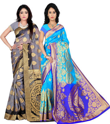 

Weavedeal Embellished Kanjivaram Silk Cotton Blend Saree(Pack of 2, Multicolor)
