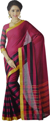 

Neshkaar Striped Bollywood Cotton Saree(Multicolor)