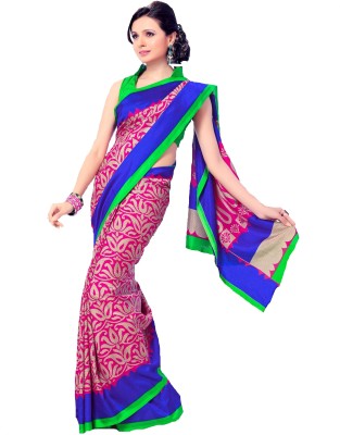 AJS Printed, Paisley, Embellished, Floral Print Bollywood Art Silk Saree(Multicolor)