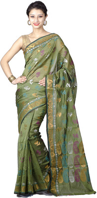 Chandrakala Self Design Banarasi Art Silk Saree(Green)