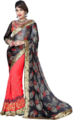 

Parisha Embroidered Daily Wear Georgette Saree(Pink, Grey)