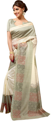 

Shree Vardhman Printed Bollywood Silk Saree(Multicolor), White