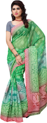 

JTInternational Printed Fashion Handloom Art Silk Saree(Multicolor), Green