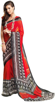 

Akshaya Fashons Printed Daily Wear Georgette Saree(Red)