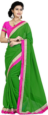 

Indian Wear Online Solid Fashion Chiffon Saree(Green)