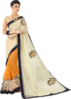 

Khushali Self Design, Embroidered, Embellished Fashion Georgette Saree(Beige, Yellow)