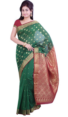 

Ishin Printed Fashion Art Silk Saree(Multicolor), Green