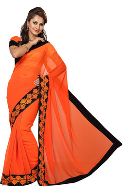 

Ishin Embellished Fashion Georgette Saree(Orange)