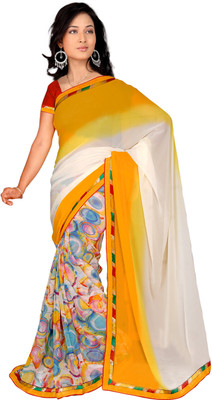 

Khushali Self Design, Printed Fashion Georgette Saree(White, Yellow, Multicolor), Multicolor;white;yellow
