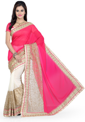 

Ishin Embellished Fashion Georgette Saree(Pink), Pink;white