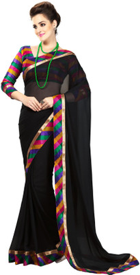 

Jiya Self Design Fashion Georgette Saree(Black, Multicolor)