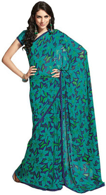 

Party Wear Dresses Printed Fashion Pure Chiffon Saree(Green)