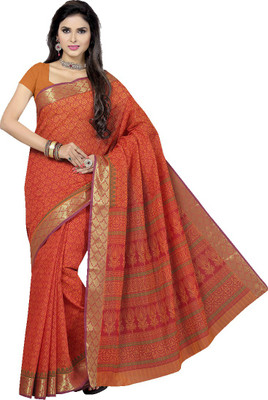 

Rani Saahiba Printed Gadwal Polycotton Saree(Orange)