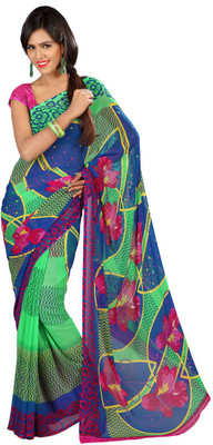 

Party Wear Dresses Printed Fashion Georgette Saree(Multicolor), Multicolor100