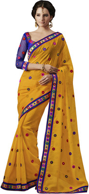 

Desi Butik Self Design Fashion Silk Saree(Yellow)
