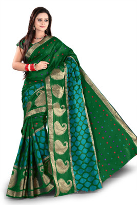 

Weavedeal Embellished Banarasi Banarasi Silk Saree(Green)