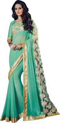 

Brijraj Embellished Fashion Georgette Saree(Green)