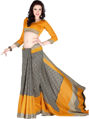 

Jiya Self Design, Printed Fashion Art Silk Saree(Yellow, Multicolor), Black;dark yellow;multi