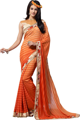 

Brijraj Embellished Fashion Georgette Saree(Orange)