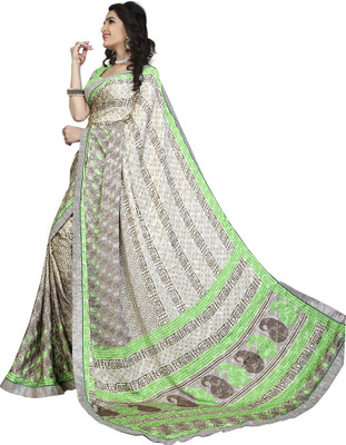 

Khoobee Self Design, Printed Fashion Silk, Crepe, Jacquard Saree(Light Green, Beige), Beige;light green