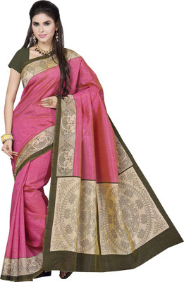 

Rani Saahiba Printed Fashion Art Silk Saree(Pink)