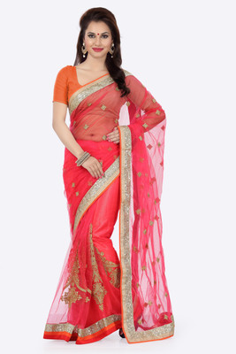 

Ishin Embellished Fashion Net Saree(Pink)
