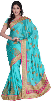 

Desi Butik Embroidered Fashion Satin Saree(Green), Sea green