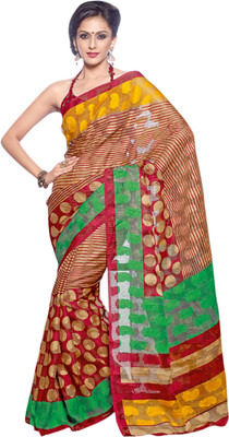Saara Polka Print Daily Wear Silk Saree(Black)