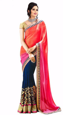 

Reya Self Design Fashion Georgette Saree(Pink), Multicolor