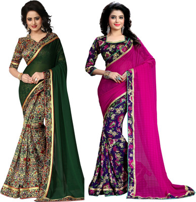 Oomph! Floral Print Fashion Chiffon Saree(Multicolor) Flipkart