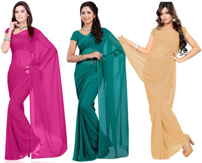 

Multi Retail Solid Bollywood Georgette Saree(Pack of 3, Multicolor)