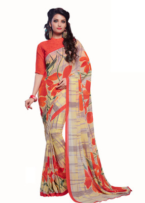 

Parisha Printed Daily Wear Georgette Saree(Beige, Orange)