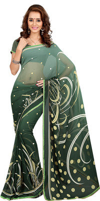 

Jiya Self Design, Printed Fashion Georgette Saree(Green, Beige), Beige;green