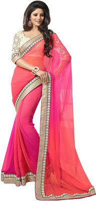 

Archishmathi Solid Bollywood Georgette Saree(Pink)
