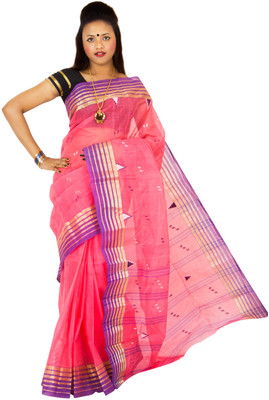 

Hawai Printed Tant Cotton Saree(Multicolor), Pink