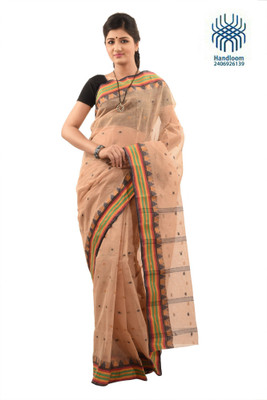 

Tantuja Self Design Tangail Handloom Cotton Saree(Brown)