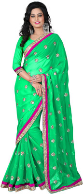 

Vishakha Fashion Embroidered Fashion Georgette Saree(Green), Light green