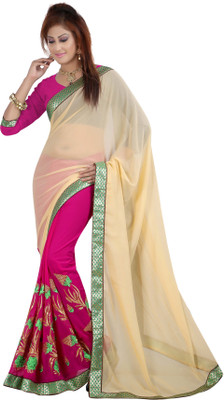 

Gunjan Creations Embroidered Fashion Pure Georgette Saree(Purple), Rani