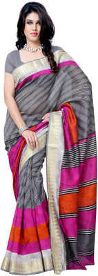 

JTInternational Striped Chanderi Handloom Art Silk Saree(Multicolor)